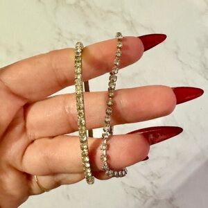 2pc Faux Diamond Tennis Style Bracelets